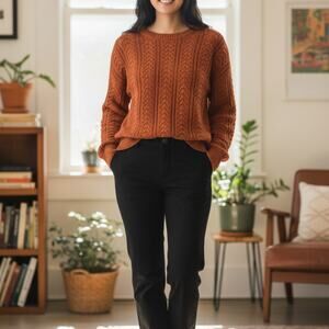 Cyrus Women's Burnt Orange Scoop Neck Knit Sweater Size L 8-12